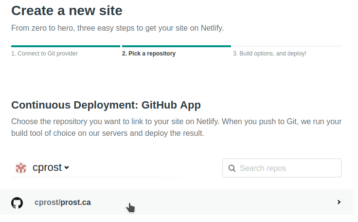 Selecting the repository